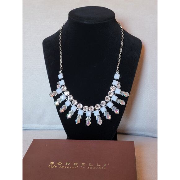 Sorrelli White Opal AB Crystal Statement Bib Necklace - Picture 1 of 10